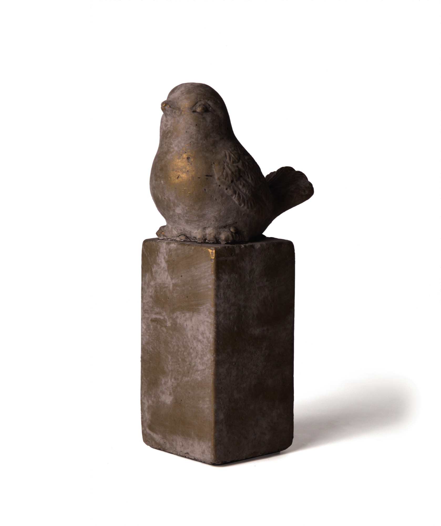 Keramik 'Vogel auf Säule', grau, H 21 cm, L 7 cm, B 11 cm von fischer's lagerhaus