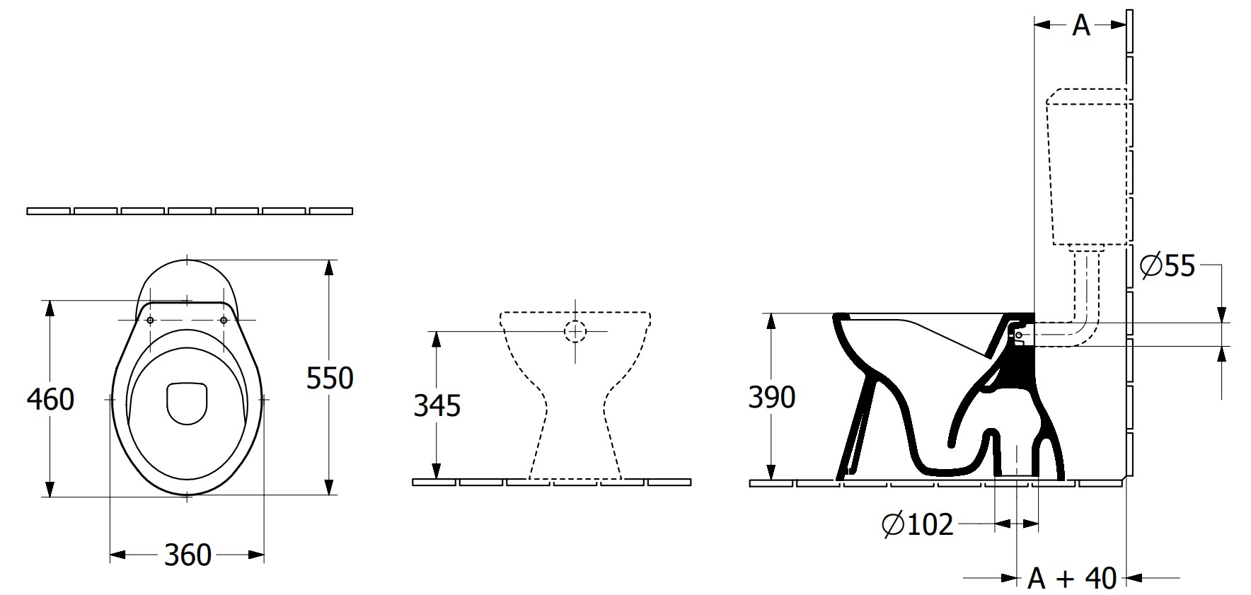 Villeroy & Boch O.novo staand randloos toilet AO wit glans