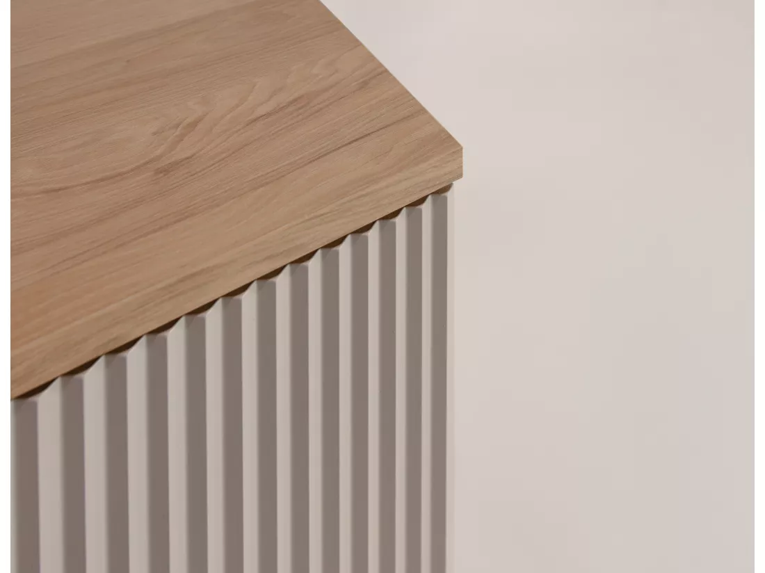 Meuble lavabo WENA, façades cannelées, Willy, 120x60x47 cm, Cachemire/Noyer