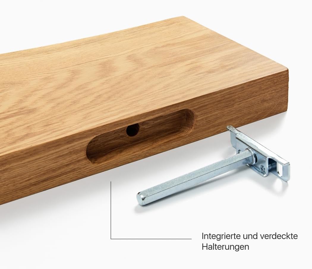 BestLoft Wandregal Board Regal Wand Schweberegal Holzregal Bücherregal Wandregal Holz kleines Regal Küchenregal Wand Shelf Schweberegal Eiche mit Baumkante Naturkante (160cm)