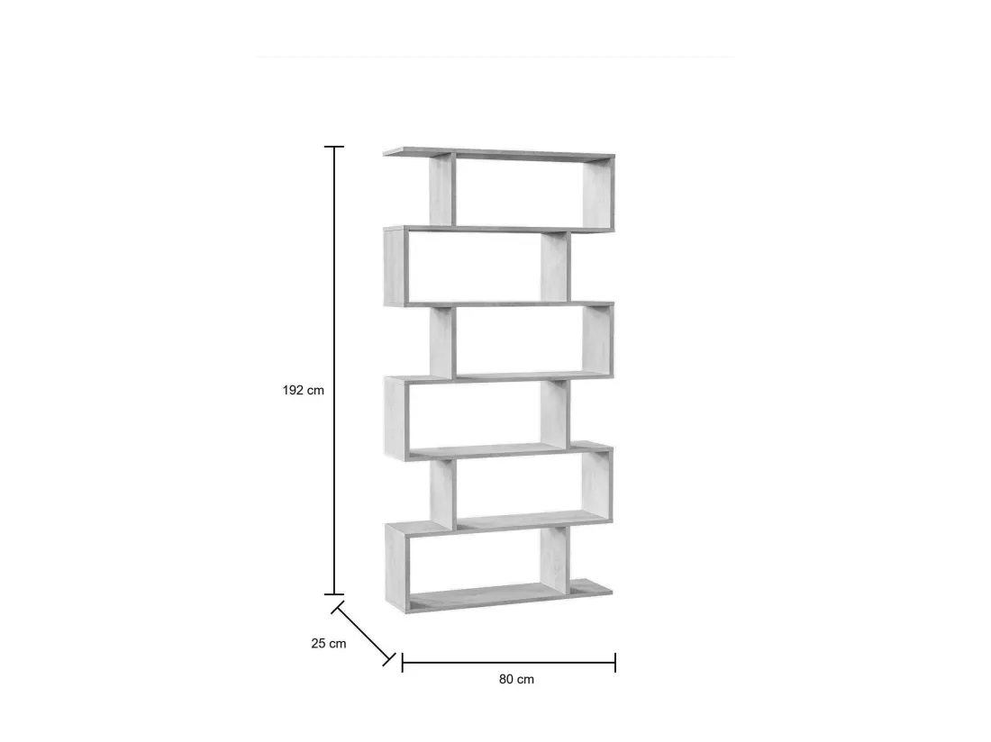 Bibliothèque Dfomme, Bibliothèque haute double face, Etagère de séparation avec 5 étagères, Etagère de bureau moderne, 80x24h192 cm, Gris béton