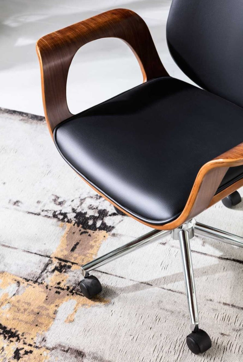 Kare Design Patron Walnut Bureaustoel - Kunstleer Zwart