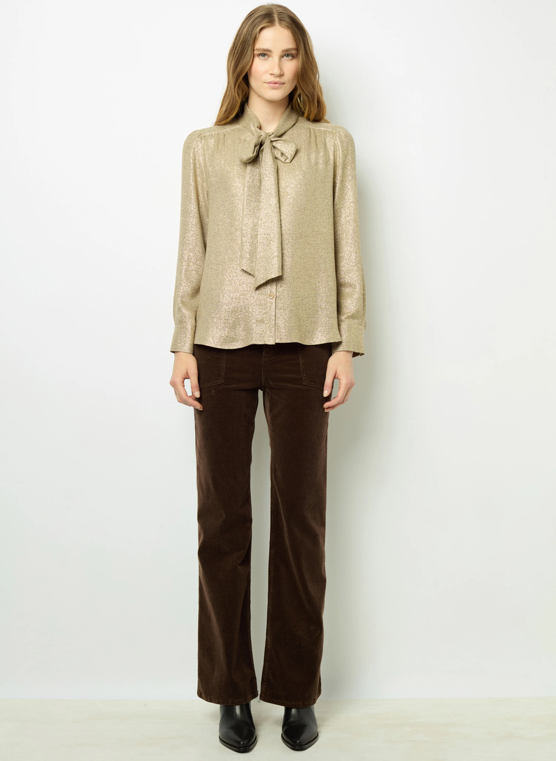 BESSIE - Chemise col lavallière droite | Doré