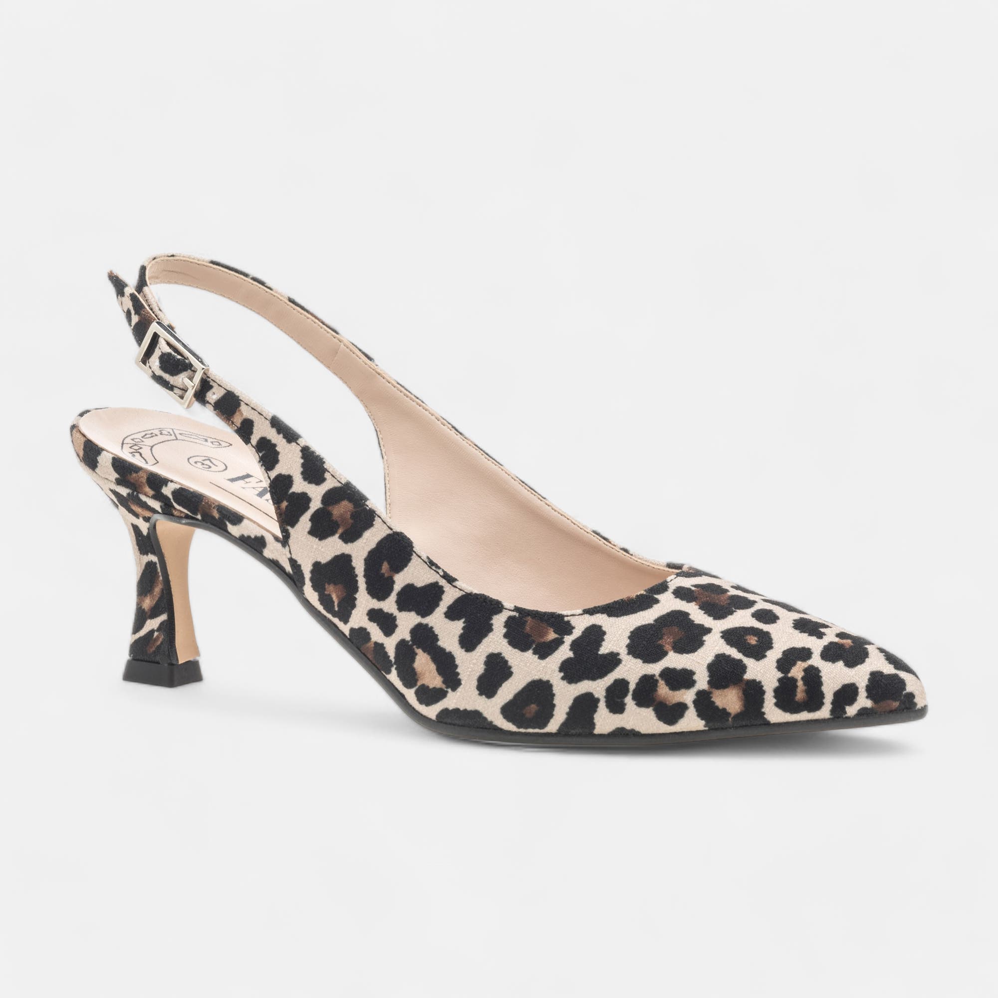 Escarpins avec bride arrière à talon Femme beige