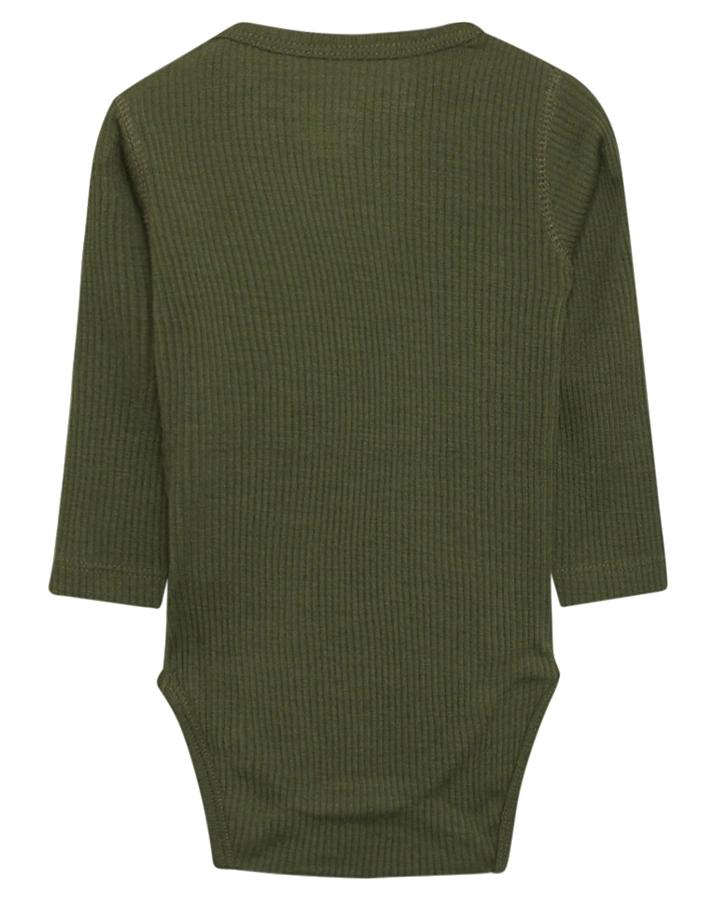 Langarm-Body BERRY mit Wolle in olive