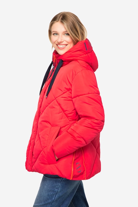 Steppjacke, Laurasøn-Kapuze, verdeckter Zipper, lange Seitenzipper
