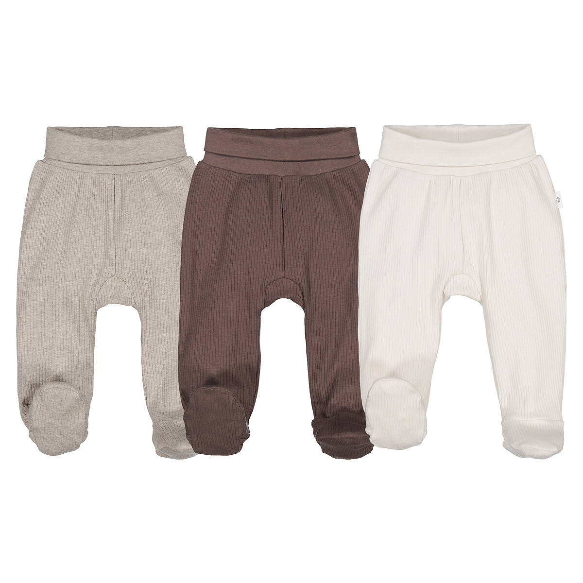 COLEÇÃO LA REDOUTE<br>Conjunto de 3 leggings com pés em malha canelada
