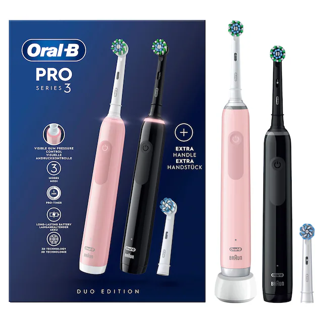 Oral-B Elektrische Zahnbürste »Pro 3 3900« 3 Stk. Aufsteckbürsten Doppelpack 3 Putzmodi