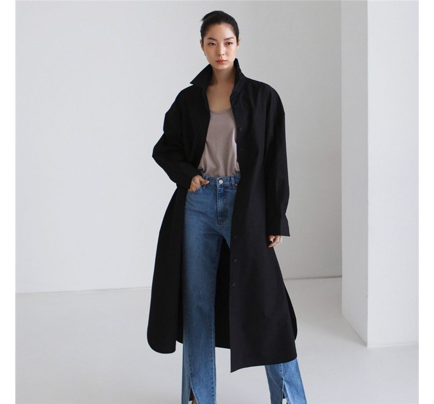 Ango - Oversized lang overhemd met lange mouwen en split