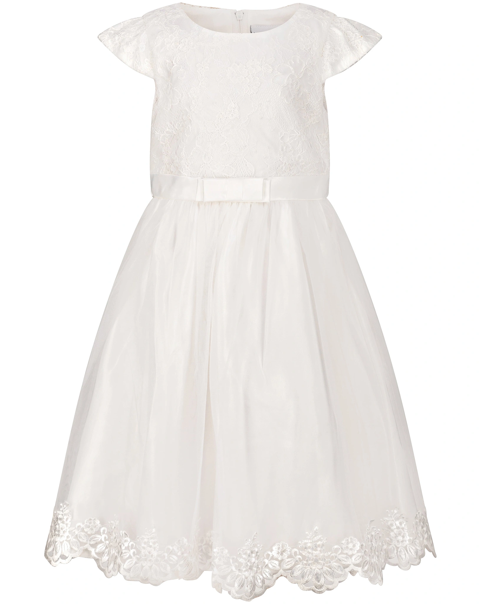 Kurzarm-Kleid BLUME in ecru