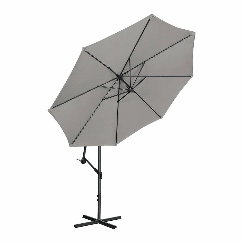 Parasol déporté rond diamètre 300 cm inclinable gris foncé