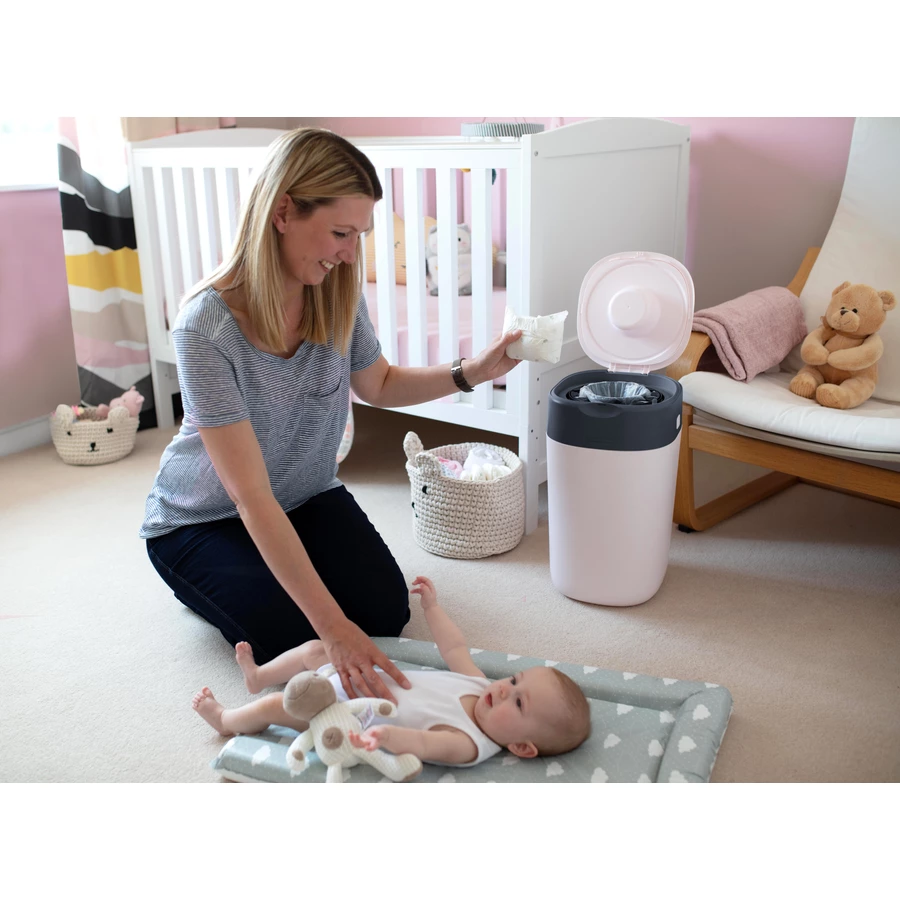 Tommee Tippee Twist & Click Advanced  Windeleimer, inkl. einer Kassette mit nachhaltig gewonnenem, antibakteriellem Greenfilm in rosa