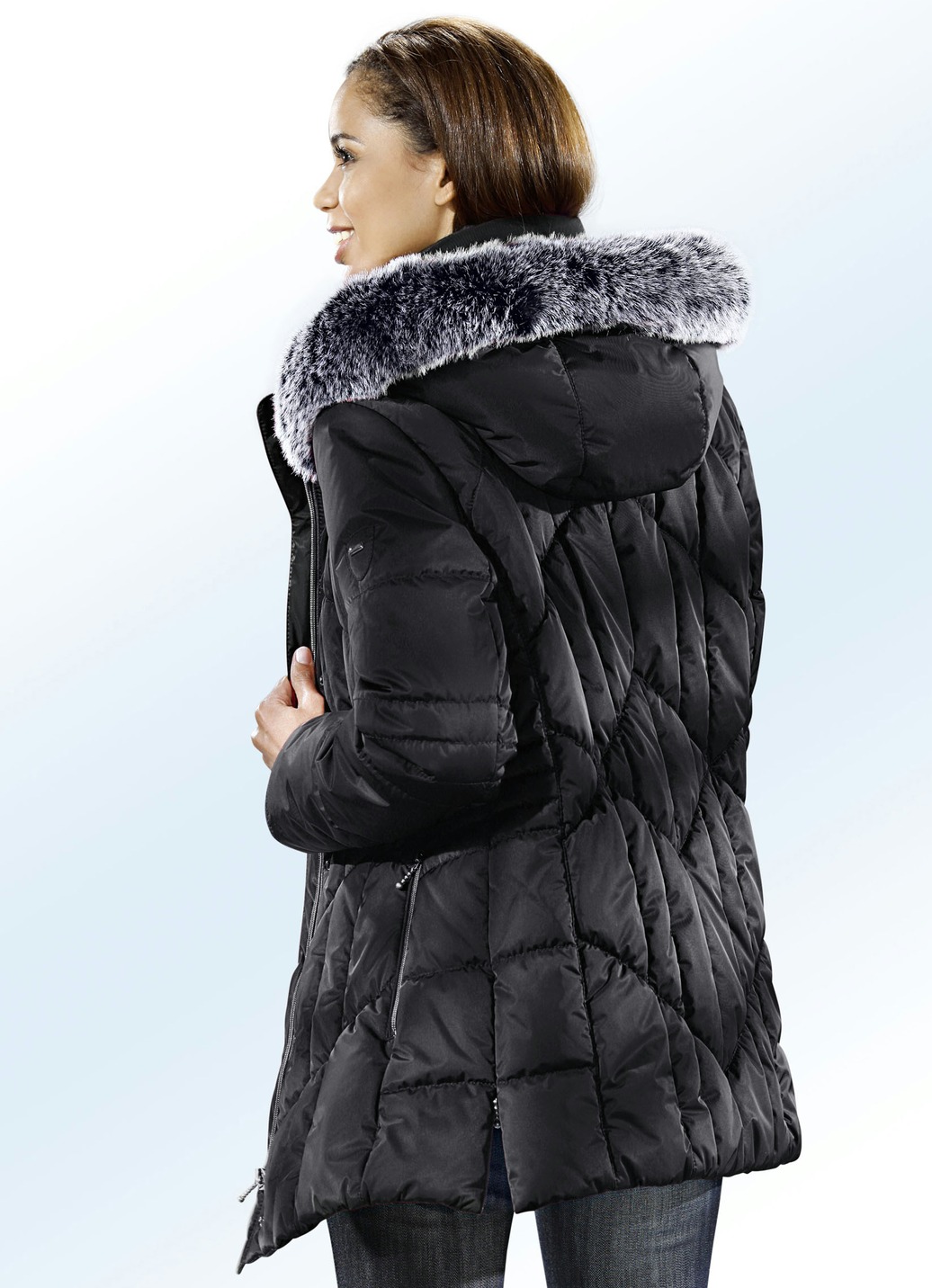 Funktionsjacke mit abnehmbarem Kunstpelz-Besatz