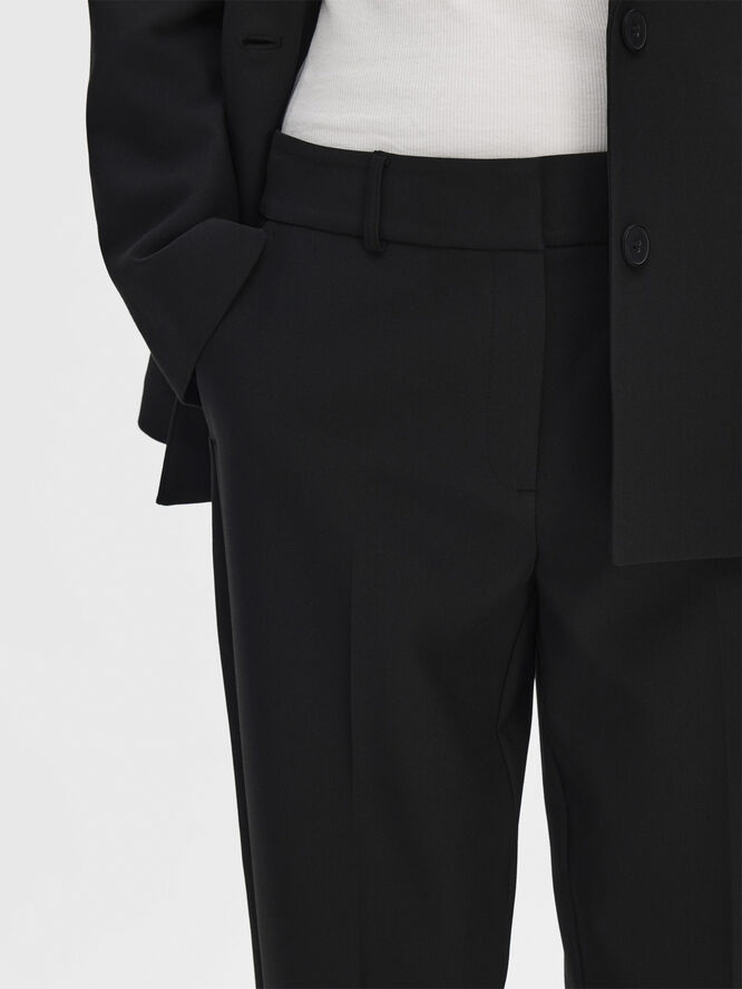 Selected Femme SLFRITA-RIA MW CROPPED PANT BLACK N Sort