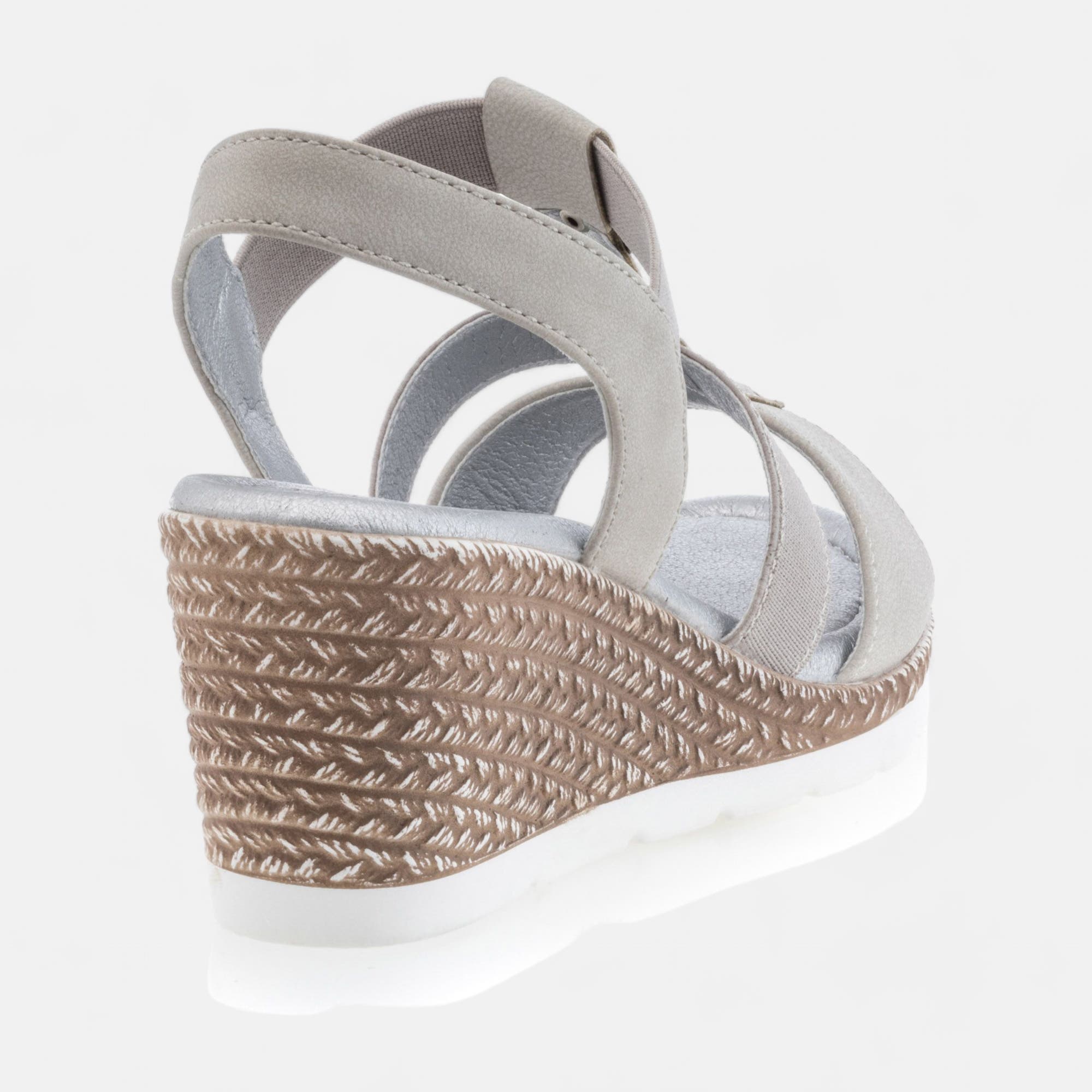 Sandales à talon compensé Femme beige
