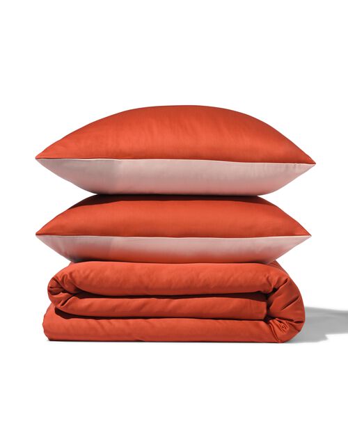 housse de couette satin 200x200/220 uni terracotta/rose