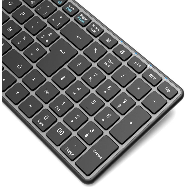 Port Designs 911002FR clavier maison/bureau RF sans fil + Bluetooth AZERTY Français Noir, Gris