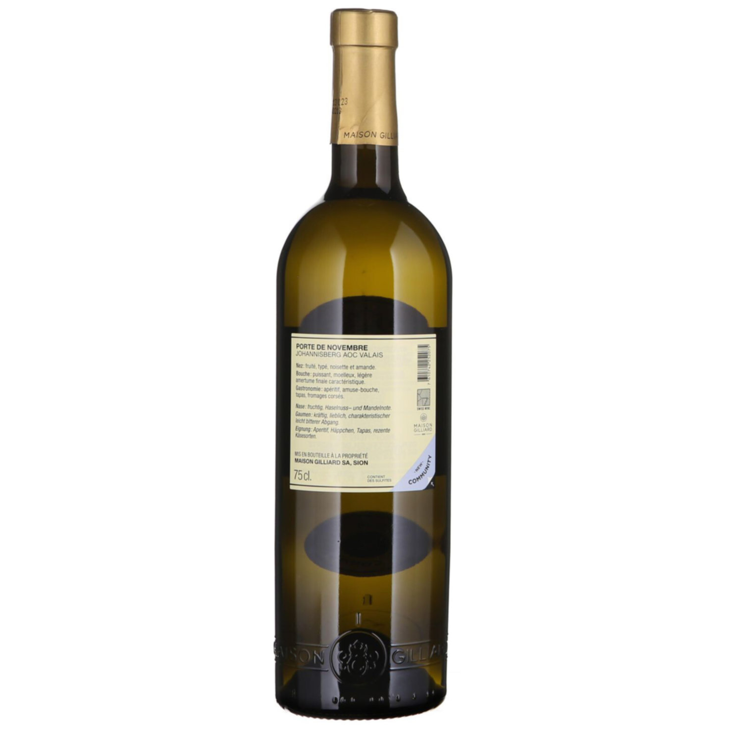 Valais AOC Johannisberg Porte Novembre Maison Gilliard -75cl
