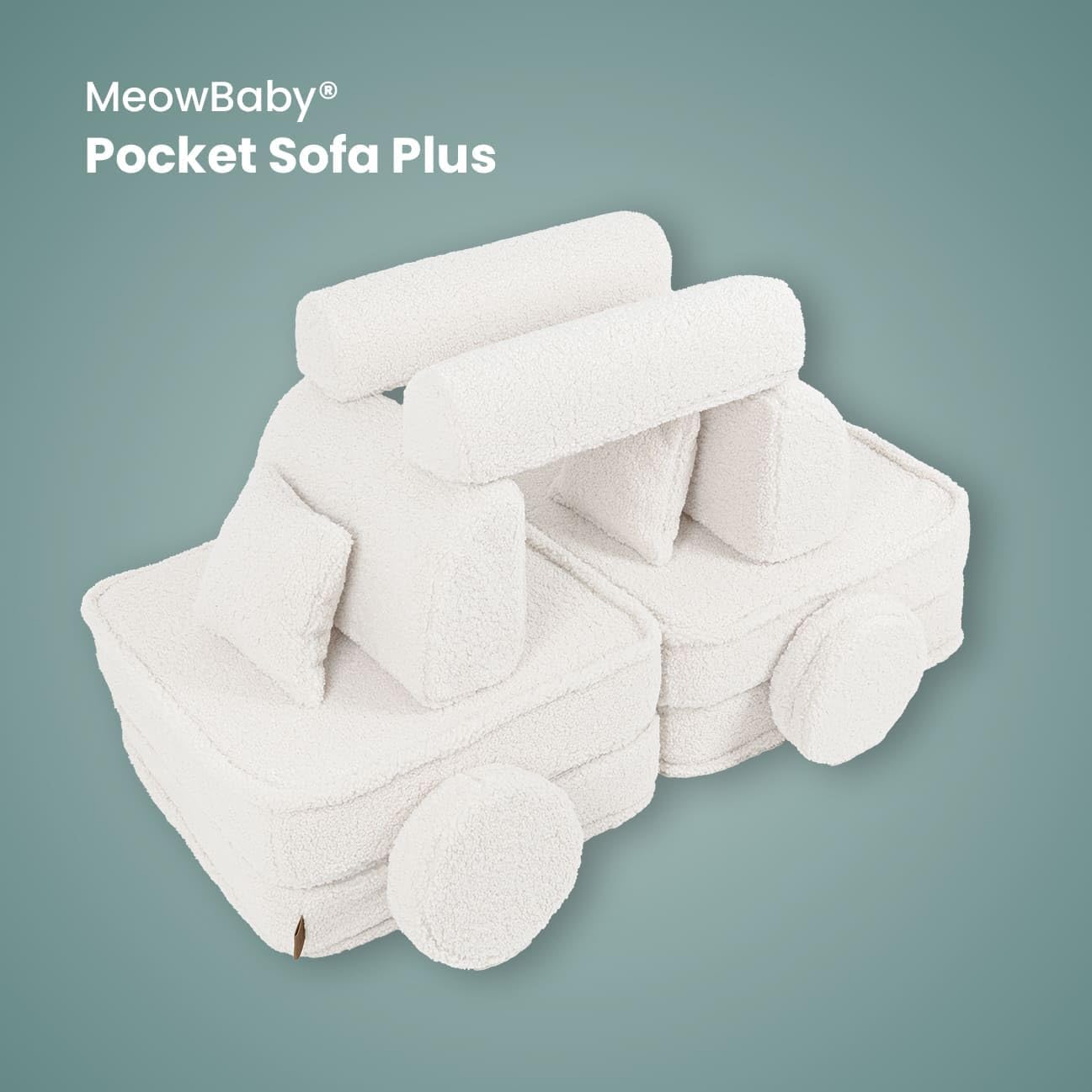 MEOWBABY Kindersofa – Spielsofa für Kinder – Weiche Klappsofa mit Schlaffunktion – Kuschelecke für Kinderzimmer, Cord, Ecru