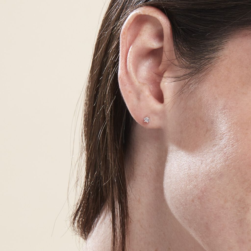 Boucles D'oreilles Puces Allison Argent Blanc Oxyde De Zirconium