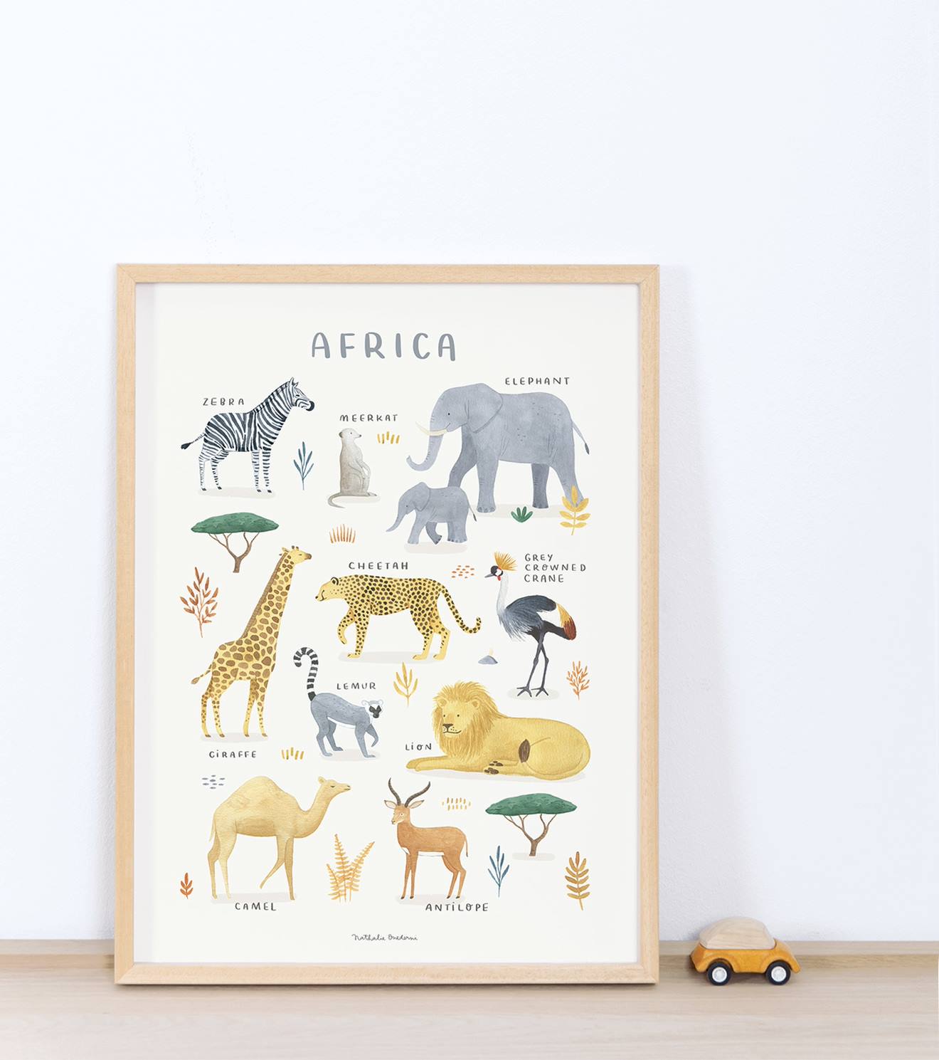 Estampa de animais africanos Lilydale amarelo pálido Lilipin