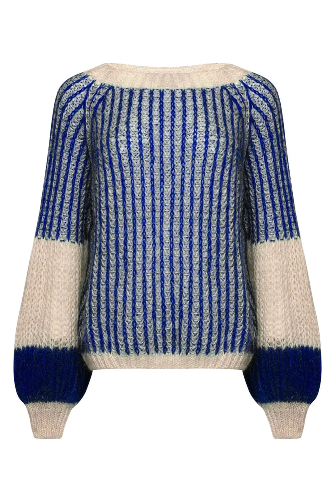 Noella Liana Knit Sweater cream cobalt blue