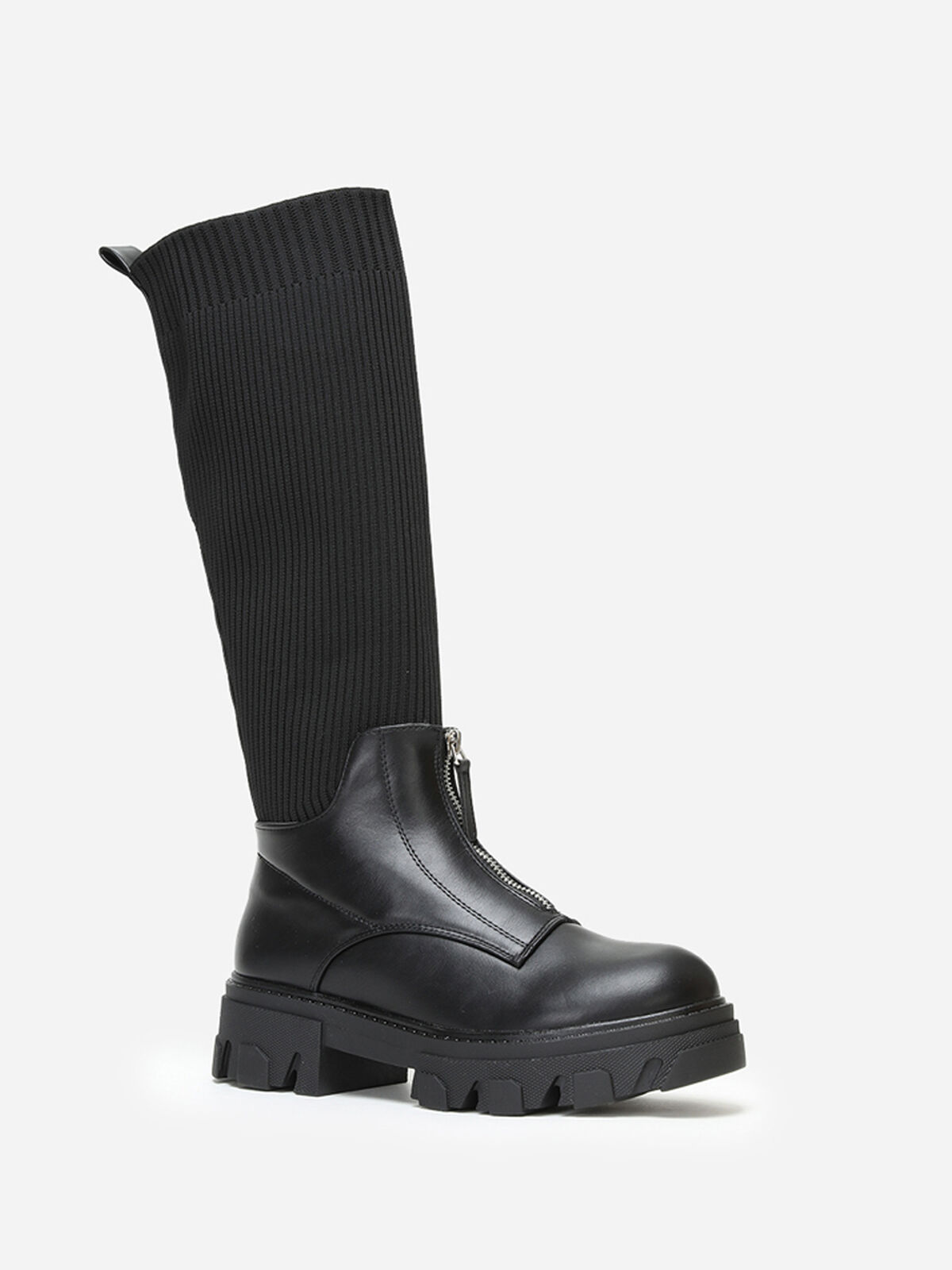Bottes chaussettes zippées devant- Noir