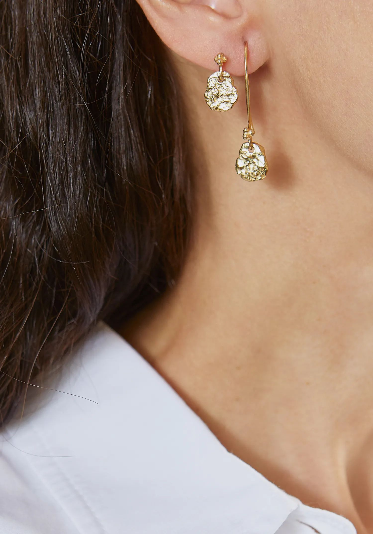 Boucles d'oreilles pendantes en vermeil jaune Ina Monsieur