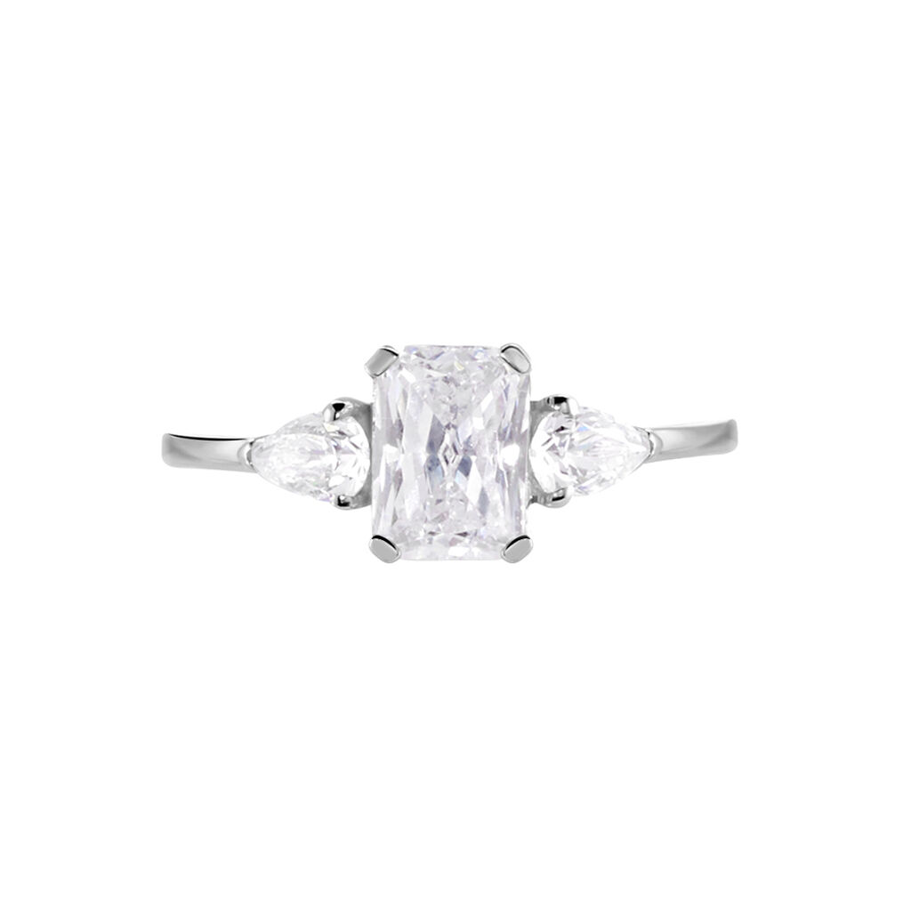 Bague Saelle Or Blanc Oxyde De Zirconium