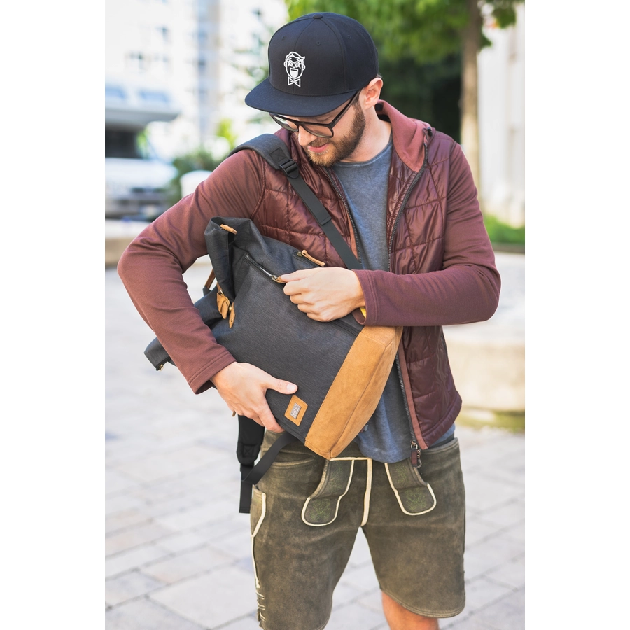 fillikid Wickelrucksack Rolltop Berlin Schwarz Melange
