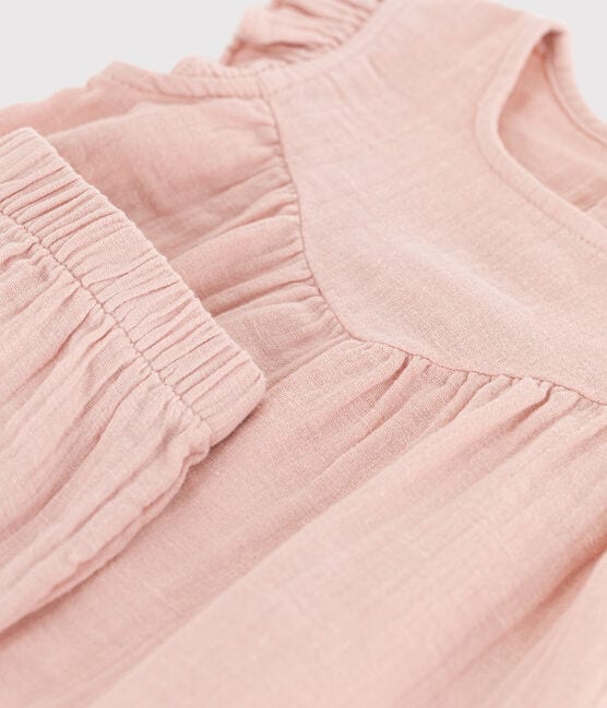 Ensemble bébé en gaze de coton unie