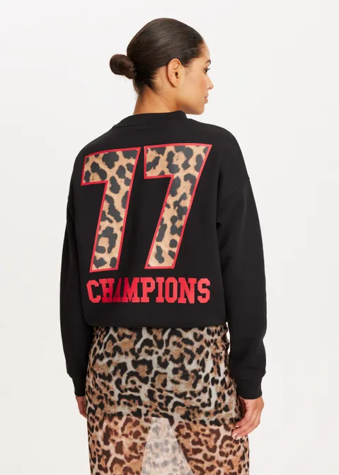 Sweater leopard zwart (ZWART)