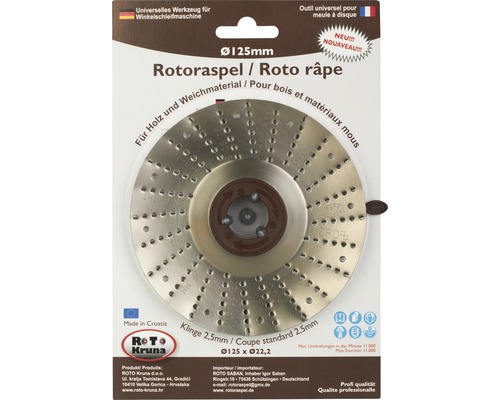 Rotorrasp Ø 125x22,2 mm 2,5 mm grove snijkant