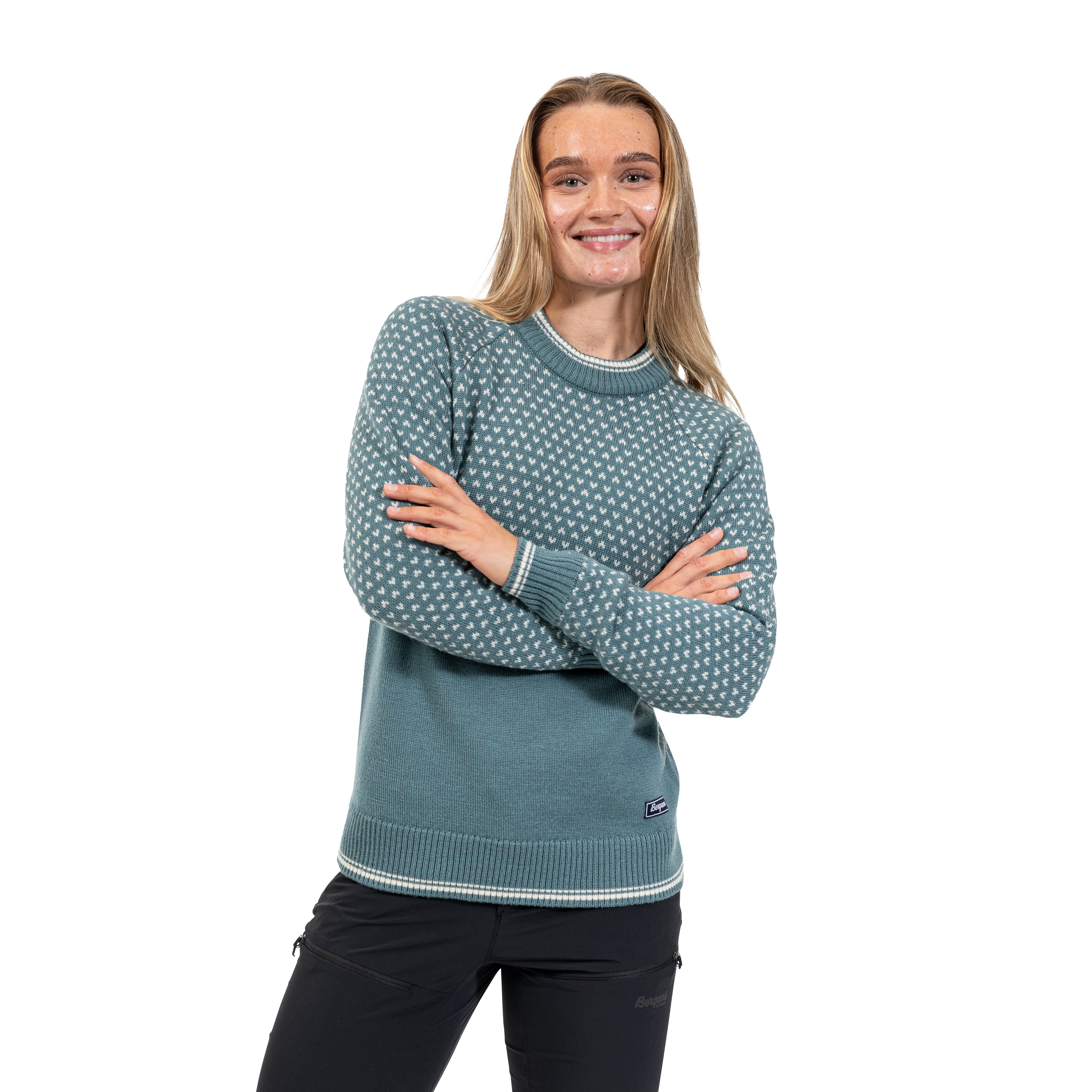 Alvdal Wool Jumper Women Grey Sage / Vanilla White