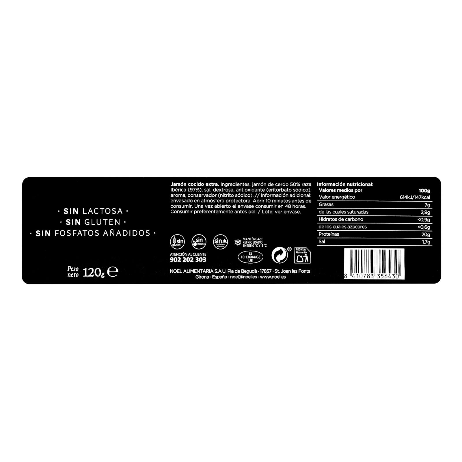 Jambon extra cuit 50% race ibérique tranches Noel