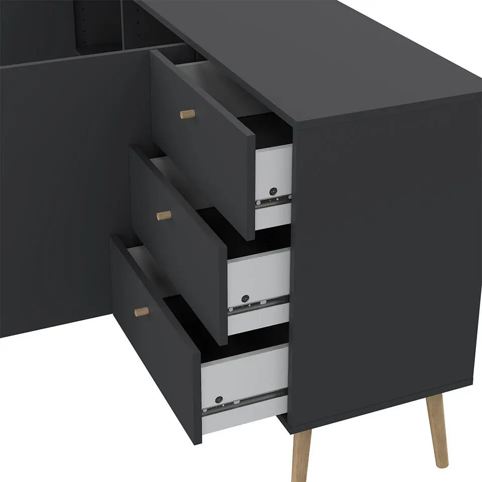 Hioshop Bodo dressoir 2 deuren- 3 lades matgrijs