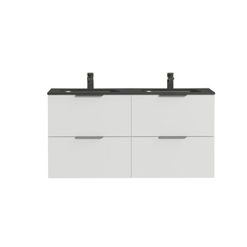 Tiger badkamermeubel Studio 120cm hoogglans wit/matzwart met platte RVS greep