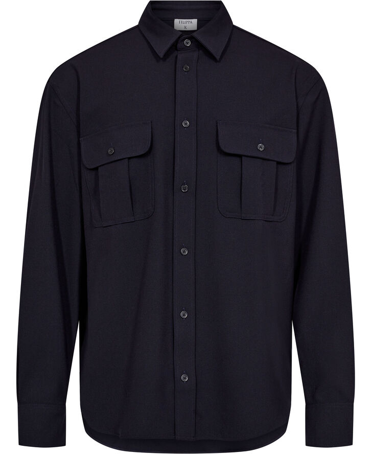 Filippa K Relaxed Patch Pocket Shirt Navy