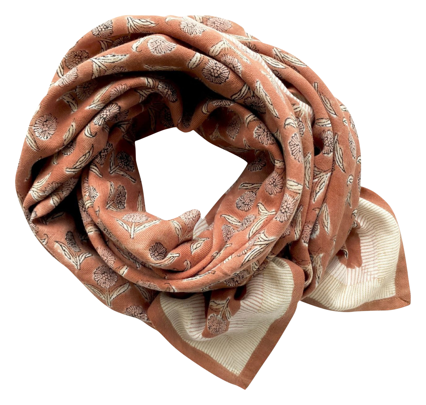 LATIKA - Foulard en coton imprimé | Marron