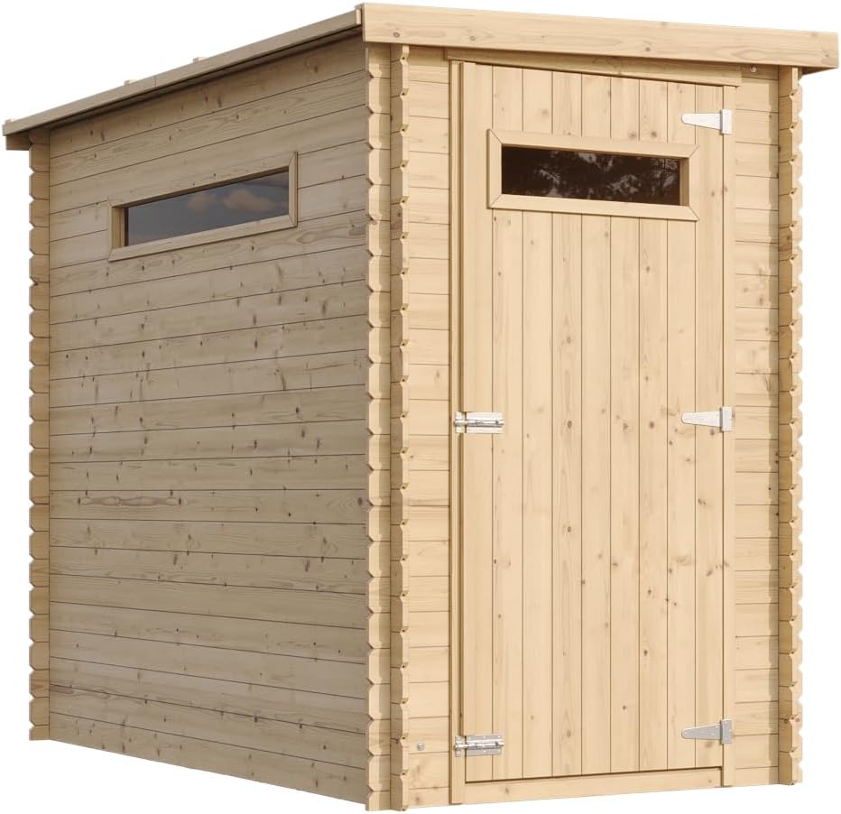 Gartenhaus Holz - Geräteschuppen Holz - Gerätehaus kleine Fenster B144xL239xH198 cm/ 2.63 m2 - Fahrrad Schuppen - Gartenhäuser & aufbewahrung Wasserfestes Dach TIMBELA M306A
