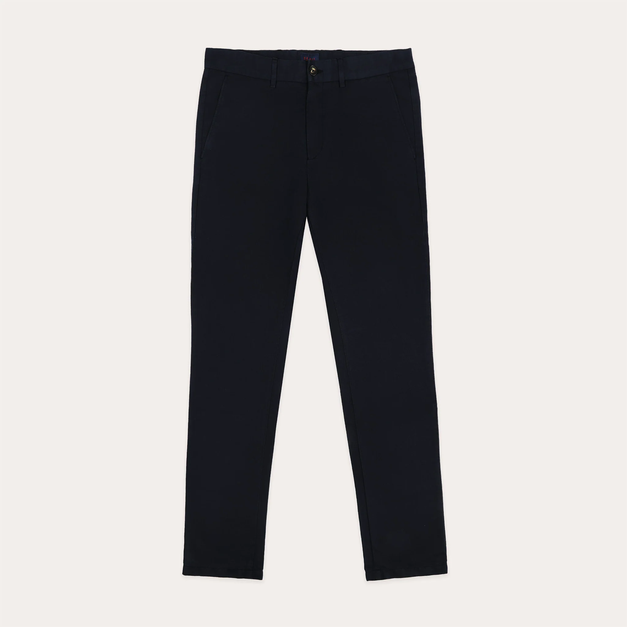 Navy cotton and linen chinos