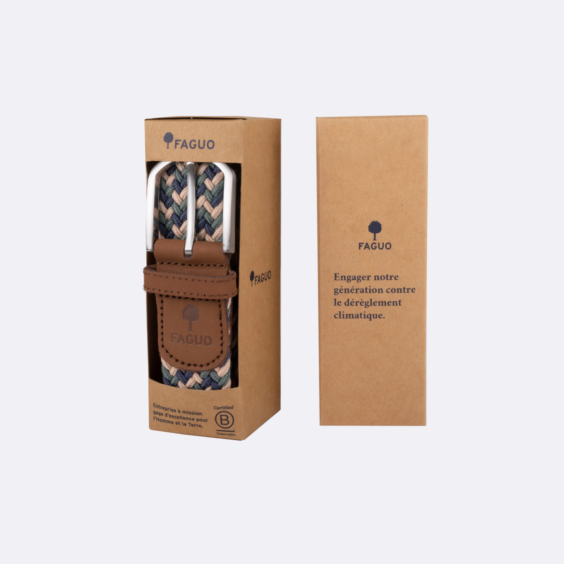 Ceinture kaki & rose pâle polyester recyclé et élasthanne - modèle belt