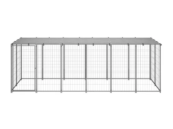 Chenil extérieur cage enclos argenté 330 x 110 x 110 cm 02_0000270