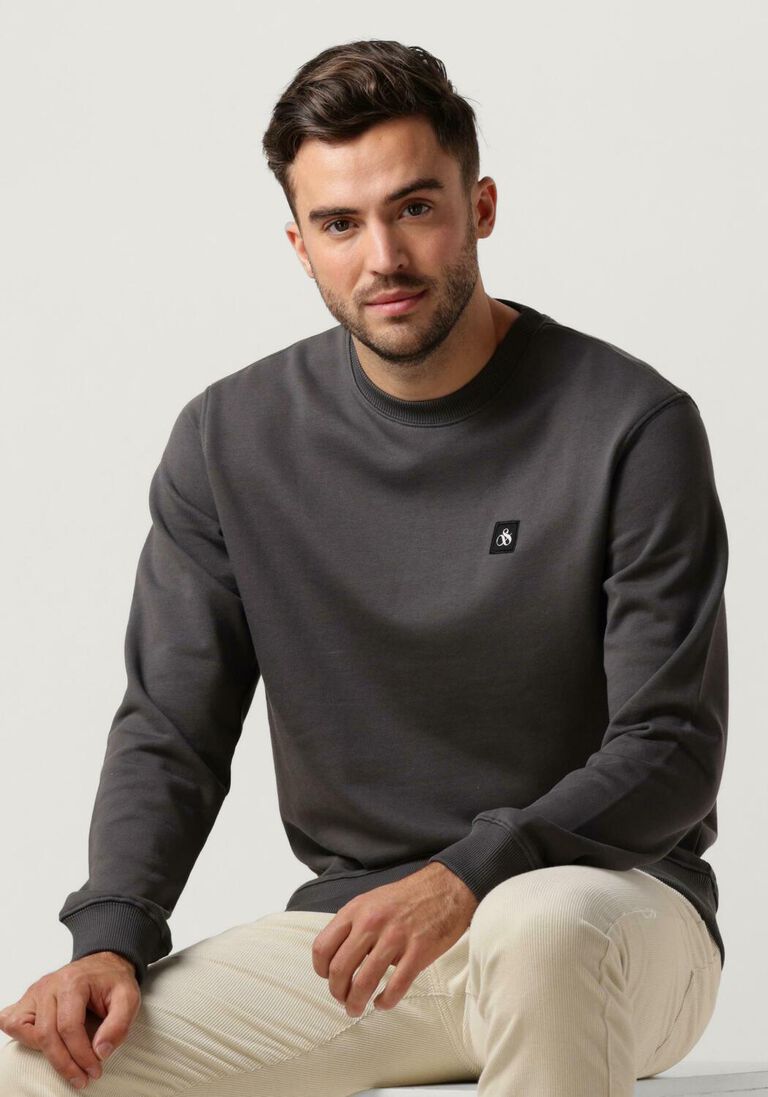 SCOTCH & SODA antraciet scotch & soda trui essential logo badge sweatshirt