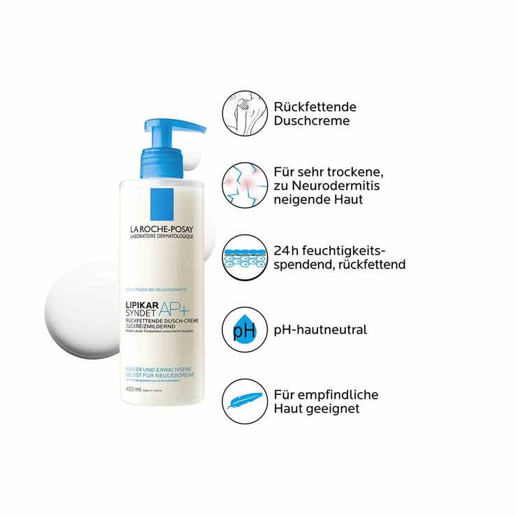 La Roche-Posay Lipikar Syndet AP+ Reinigungs-Cremegel, 400 ml