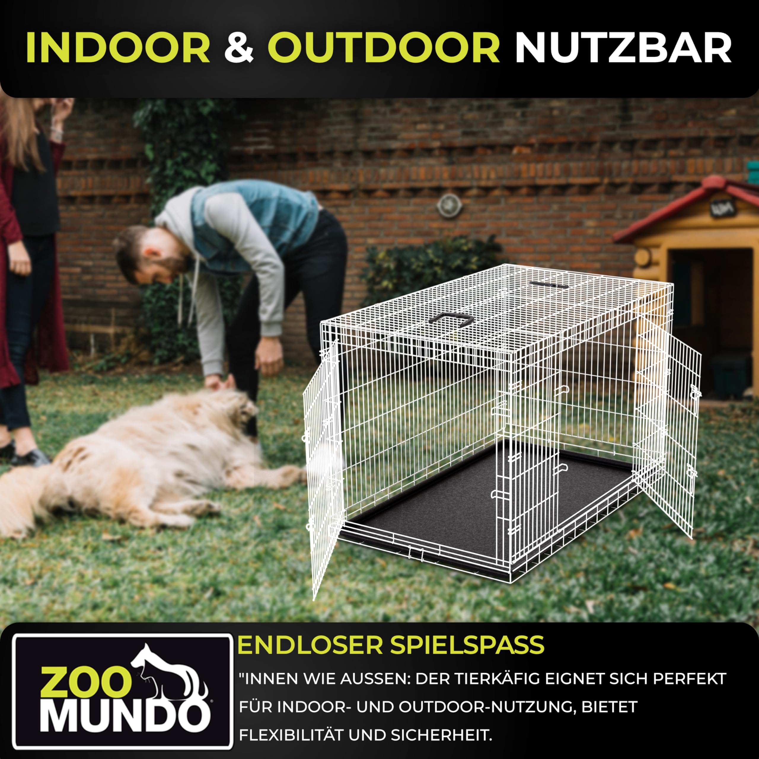 zoomundo Faltbarer Tierkäfig / Transportbox - Größe XL - BLACK EDITION