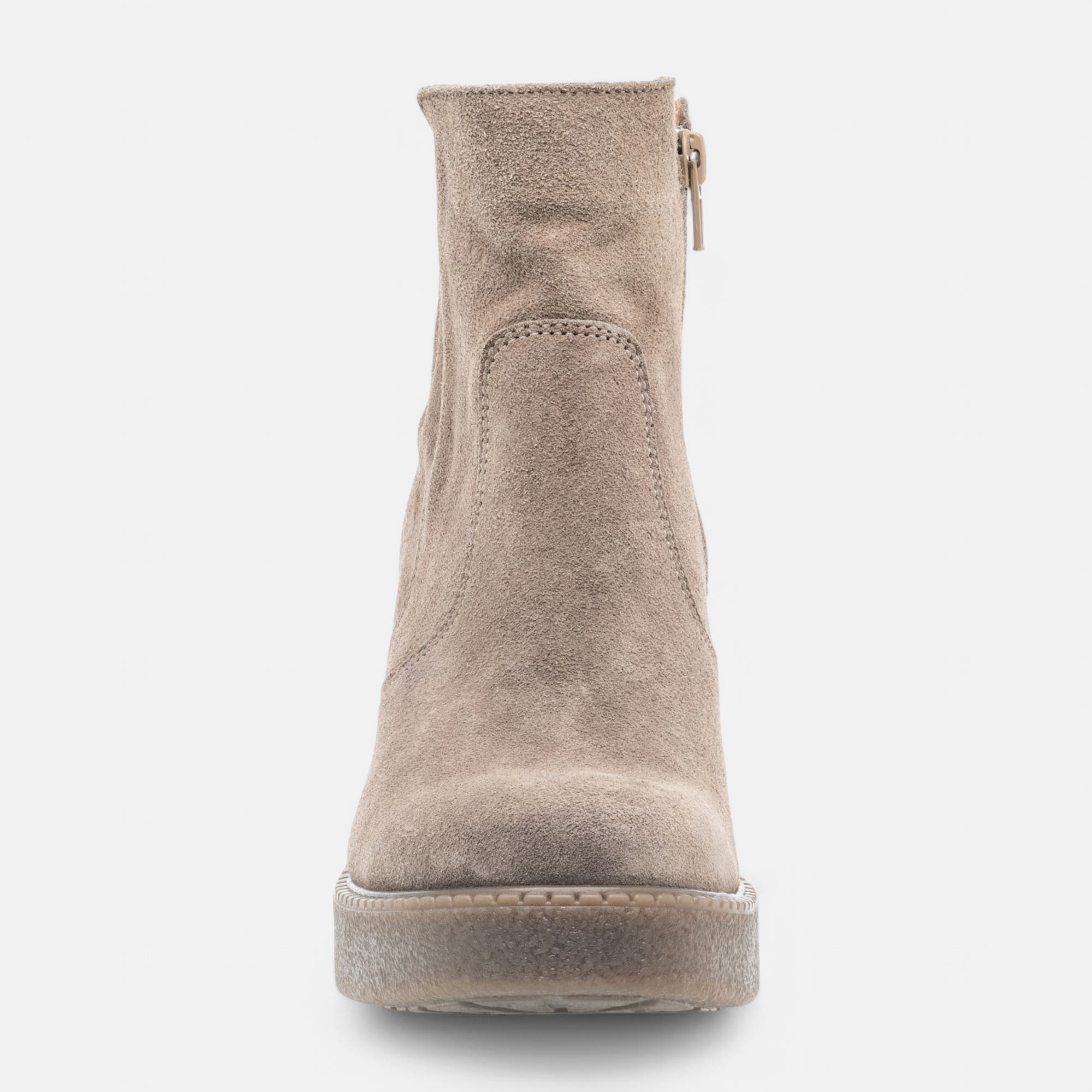 Bottines à talon Femme en cuir taupe