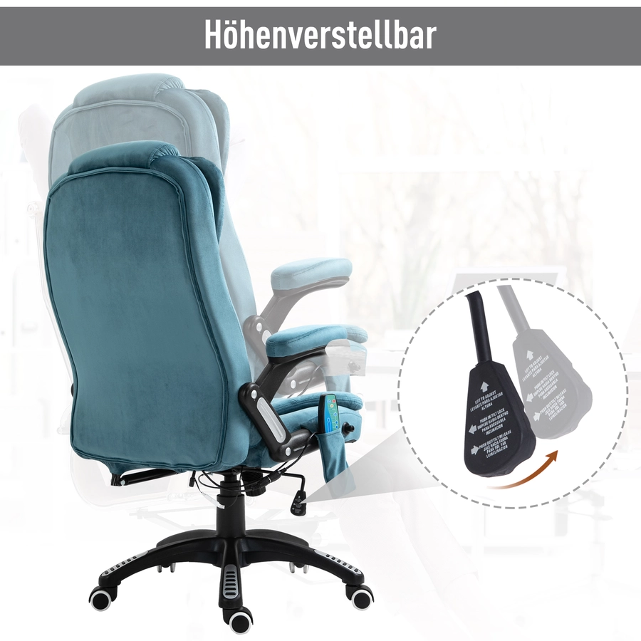 Vinsetto Bürostuhl mit Massage- und Wärmefunktion blau