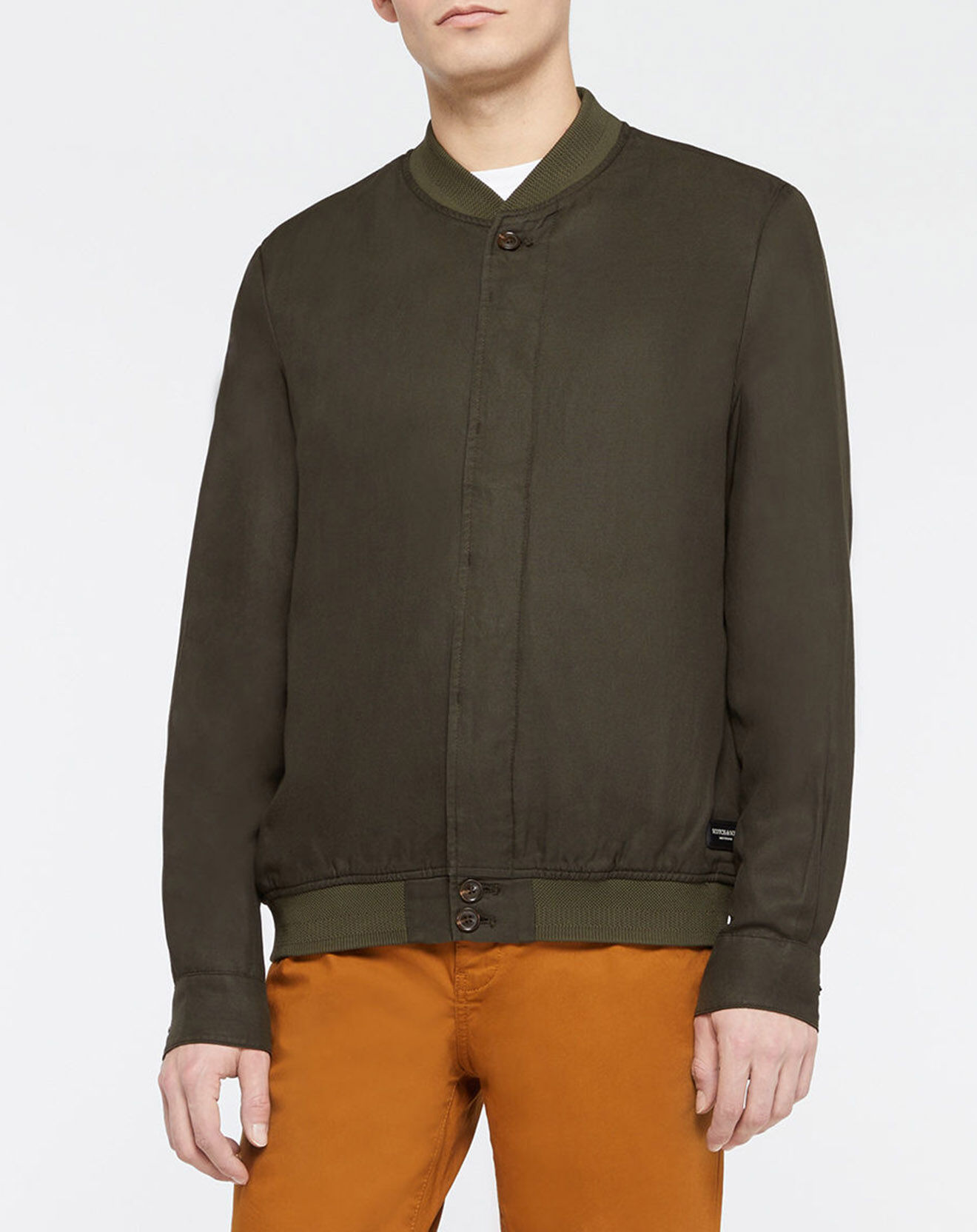 Scotch & Soda Blouson en Lin mélangé court kaki foncé