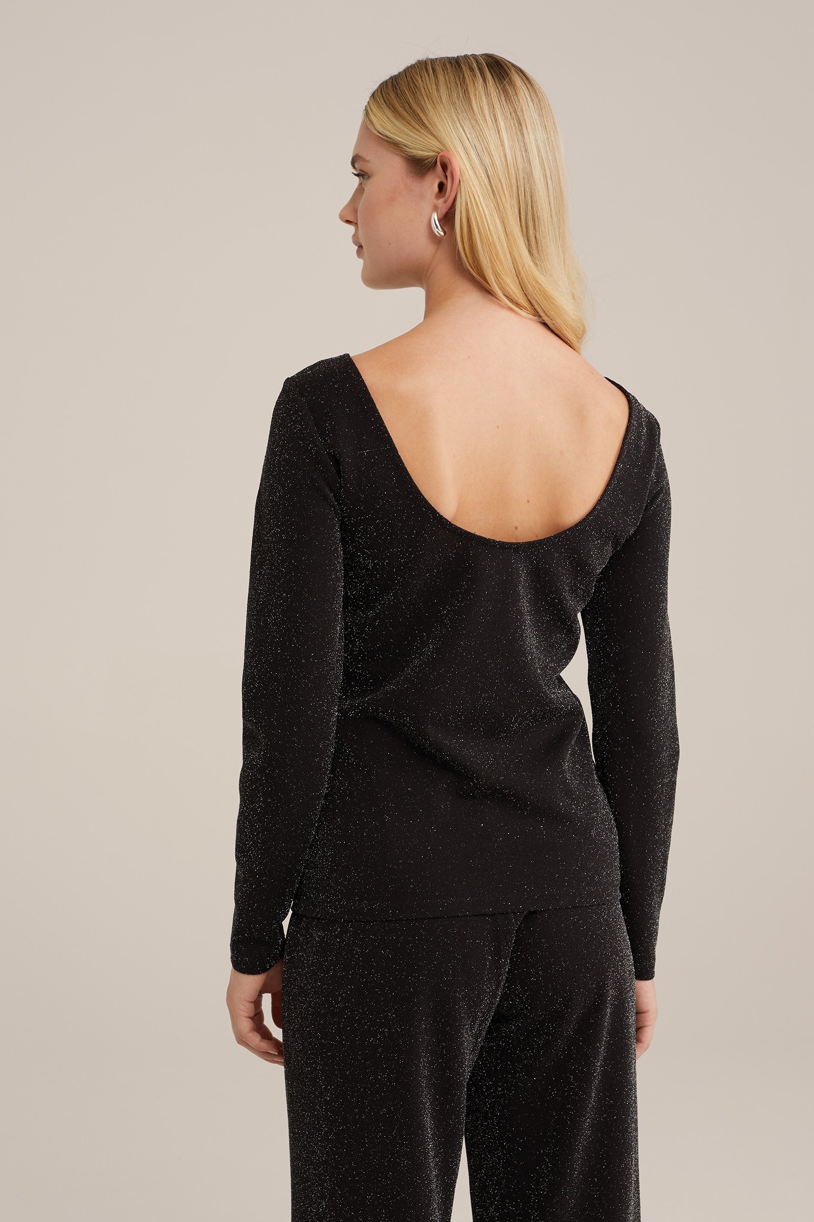 top met glittergaren WE Fashion Zwart